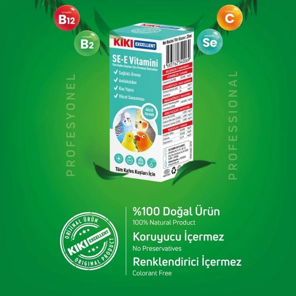 Kiki Excellent Kuş SE-E Vitamini 25 ml - Resim 2
