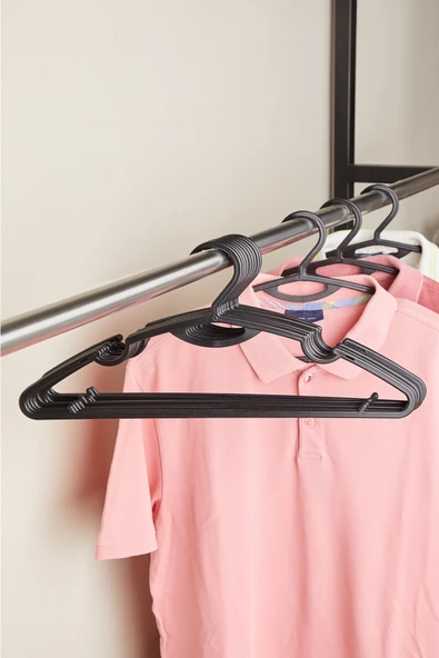 Vienev 12li Slim Elbise Askısı Siyah - Resim 2