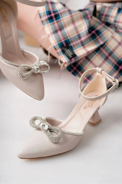 Papuç Sepeti MS-030 Kadın Taş Detaylı 6 Cm Topuklu Ayakkabı - Resim 9