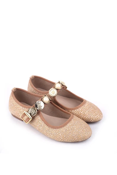 Papuç Sepeti 4709 Rahat Taban Broş Detaylı Kadın Babet Ayakkabı - Resim 2