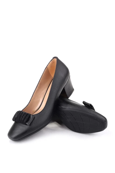 Gold Step 8690 Kadın Fiyonk Taş Detaylı  5 Cm Topuklu Günlük Ayakkabı - Resim 5