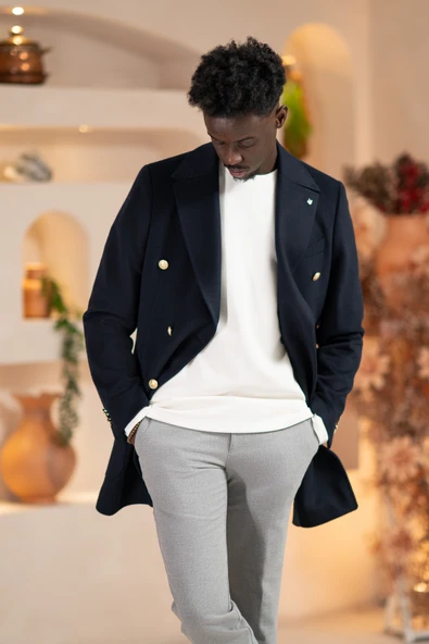 Paul Martin İtalyan Yaka Yünlü Kruvaze Kaşe Kaban - 3