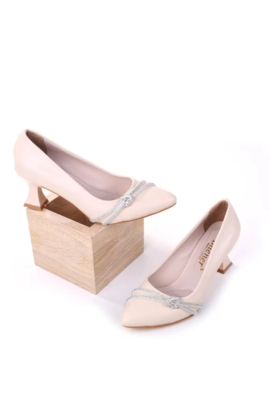 Papuç Sepeti 803 Kadın 6 cm Topuklu Taşlı Klasik Ayakkabı - Resim 4