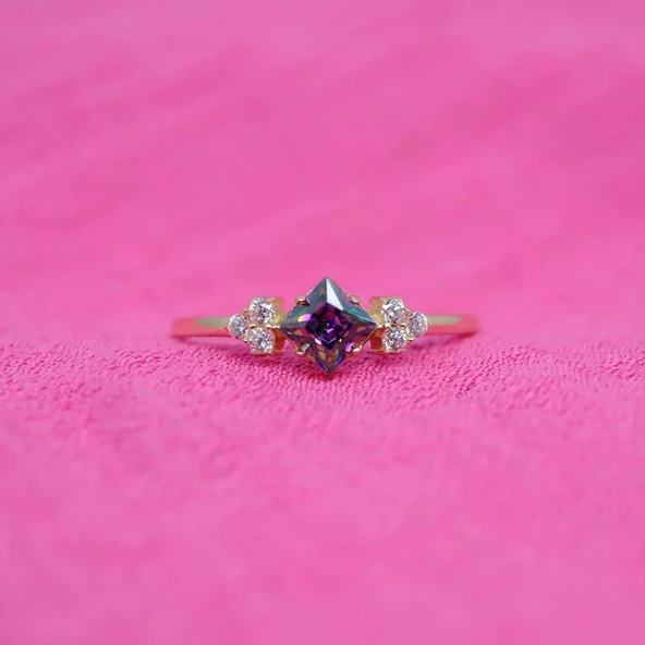 Gümüş Yüzük - Mistik Topaz Taşlı Alyans Yüzük- 0.40 Karat Topaz Evlilik Teklifi 925 Ayar Gümüş Yüzük - 11