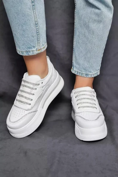 Papuç Sepeti 319 Anatomik Kadın Yüksek Taban Gelinlik Spor Ayakkabı - Resim 3