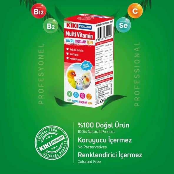 Kiki Excellent Kuş Yavru Kuşlar İçin Multi Vitamin 25 ml - Resim 2