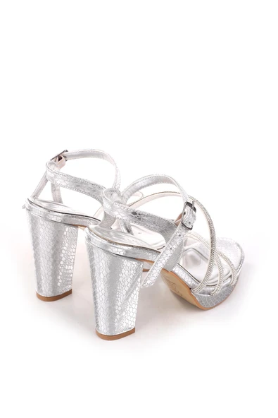 Papuç Sepeti 4752 Kadın 10,5 Cm Topuk Platform Taşlı Abiye Sandalet - Resim 4