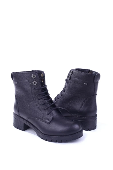 Castle Black 3680-1 Hakiki Deri Günlük Rahat Taban Kadın Postal Bot - Resim 3