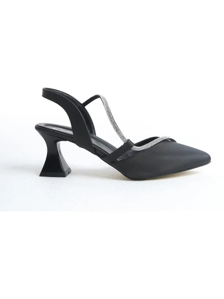 Papuç Sepeti 028 Kadın Taş Detaylı Arkası Açık 6 Cm Topuklu Ayakkabı - Resim 6