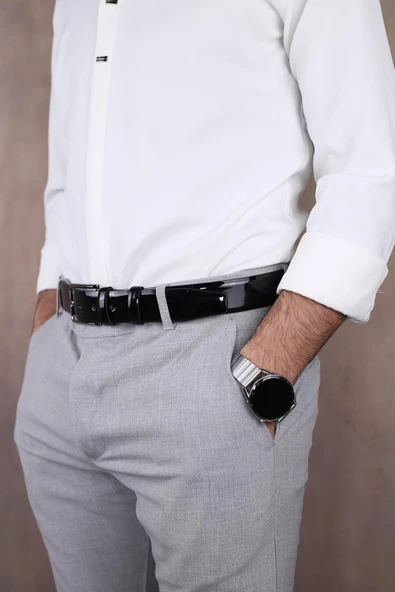 Papuç Sepeti 4396 Erkek Rugan Kumaş Kemeri ürün görseli