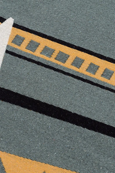 Çok Renkli Yumuşak Dokulu Çift Taraflı Yıkanabilir Pamuk Saçaklı Dokuma Dekoratif Kilim Halı - 8