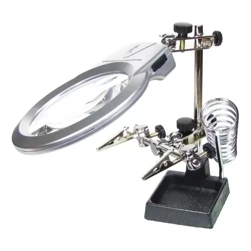 Ayarlanabilir Başlıklı Elektronikçi Yardım Lehim Standı Ile Ledli Büyüteç ürün görseli 1