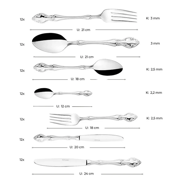 Emsan Royal 84 Parça 12 Kişilik Çatal Kaşık Bıçak Takımı Lüks Kutulu - Resim 7