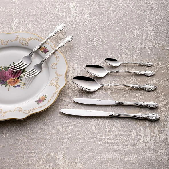 Emsan Royal 84 Parça 12 Kişilik Çatal Kaşık Bıçak Takımı Lüks Kutulu - Resim 3