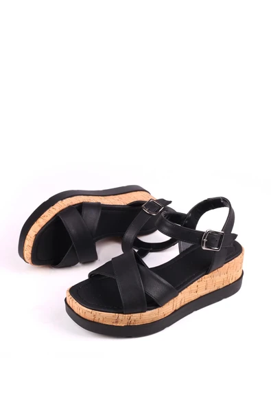 Castle Black 35180 Çapraz Dolgu Topuk Günlük Kadın Sandalet - 3