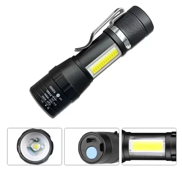 Wuben Wb-017 Zoomlu Şarjlı Cob Led Güçlü El Feneri - Resim 3