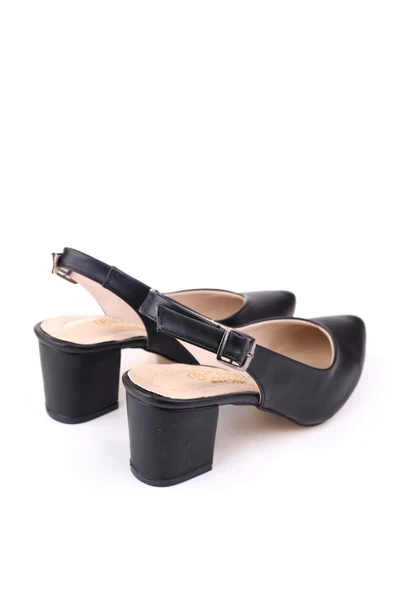 Papuç Sepeti 4847 Kadın 6 cm Topuklu Arkası Açık Klasik Ayakkabı - Resim 4