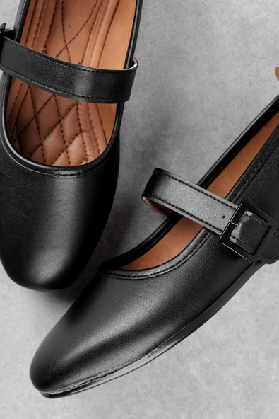 Papuç Sepeti BN101 Kemer Detaylı Günlük Kadın Babet Ayakkabı - Resim 3