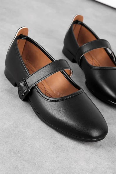 Papuç Sepeti BN101 Kemer Detaylı Günlük Kadın Babet Ayakkabı ürün görseli 1