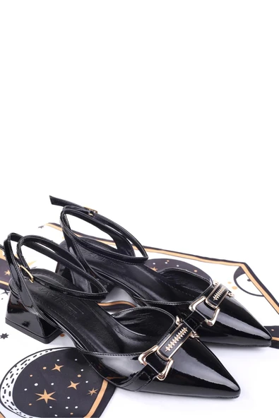 Papuç Sepeti 865 Kadın Rugan Klasik Topuklu Ayakkabı - Resim 2