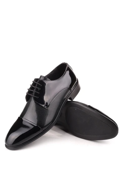 Papuç Sepeti 4563 Erkek Bağcıklı Klasik Rugan Ayakkabı - Resim 5