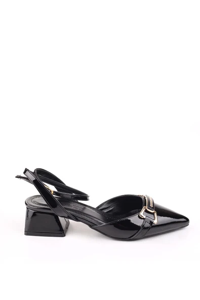 Papuç Sepeti 865 Kadın Rugan Klasik Topuklu Ayakkabı - Resim 5