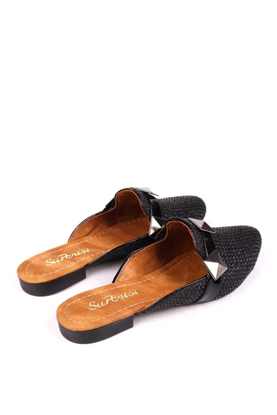 Papuç Sepeti 1860 Hasır Örme Desenli Günlük Kadın Terlik - Resim 7