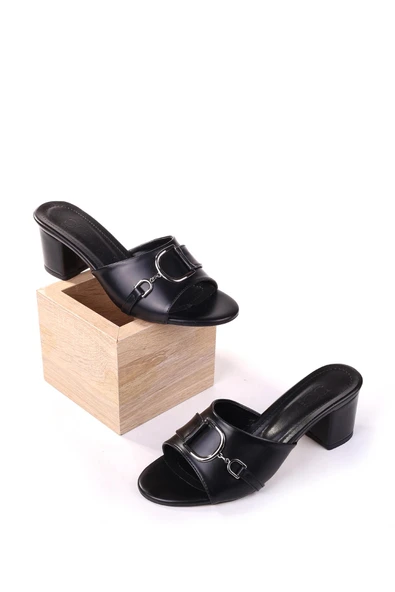 Papuç Sepeti LL107 Kadın 6,5 Cm Kare Topuk Günlük Terlik - Resim 2