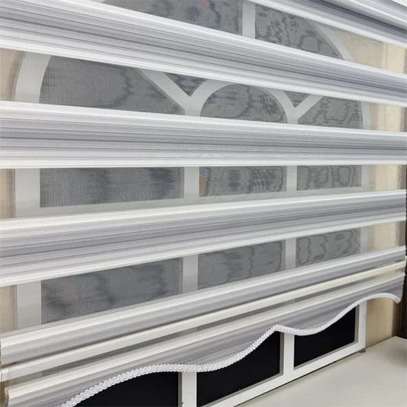 StorBurada Gri Renk Geçişli Zebra Stor Perde (Etek Dilimli)  Gri 90 x 200 - Resim 5