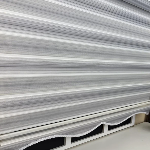 StorBurada Gri Renk Geçişli Zebra Stor Perde (Etek Dilimli)  Gri 200 x 200 - Resim 3