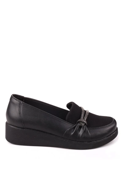 Papuç Sepeti 4533 Taş Detaylı Kadın Dolgu Topuk Ayakkabı - Resim 2