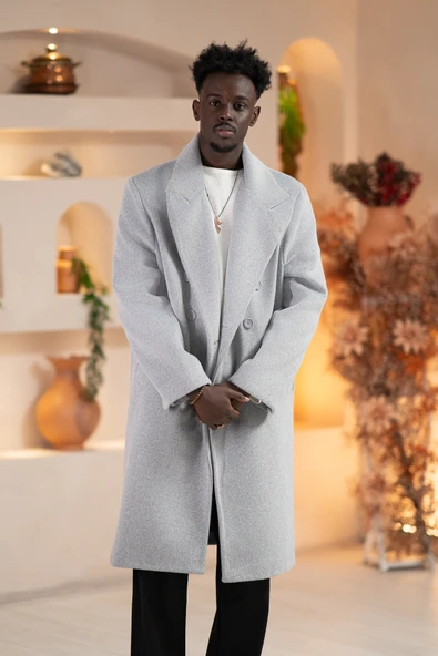 İtalyan Geniş Yaka Oversize (Bol Kesim) Salaş Uzun Kaban - 2