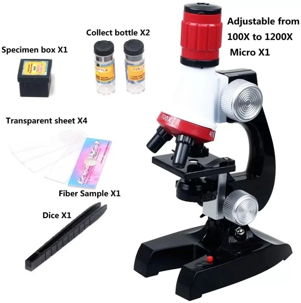 Eğitici Mikroskop Kiti Zoom Led Işıklı 100x 400x 1200x St1200x - Resim 6