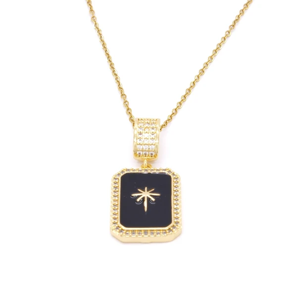 Çelik Kolye, Kuzey Yıldızı Kolye, Altın Kaplama Kadın Kolye K-124 ürün görseli