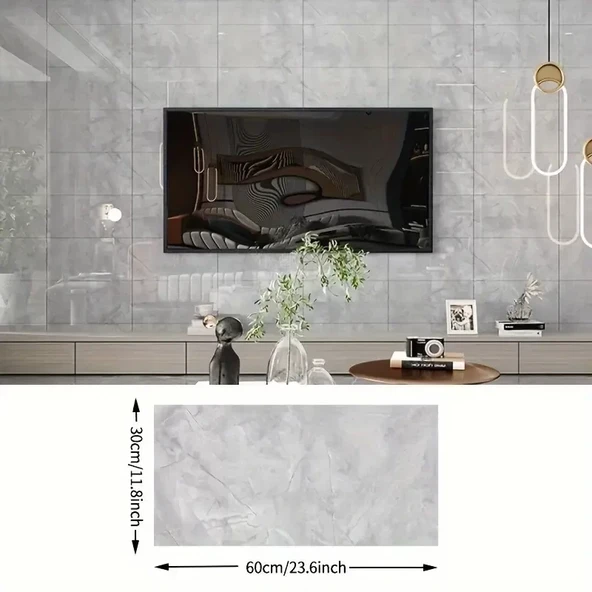 Gri Mermer Desenli Alüminyum Plastik Duvar Sticker - Resim 3