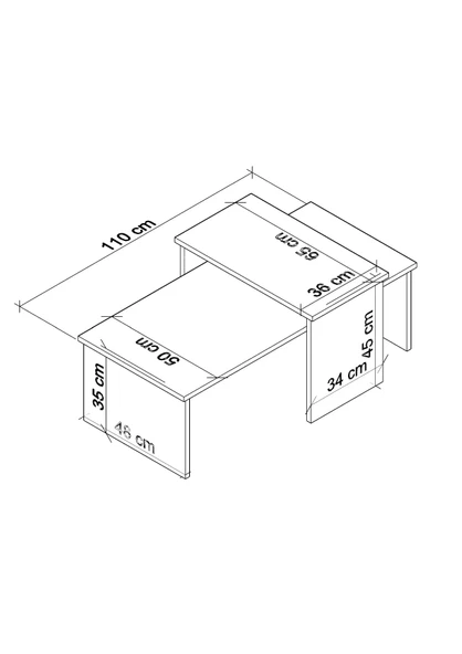 Vera 2'li Orta Sehpa , Servis Sehpası Sandık (Ceviz) - Resim 4