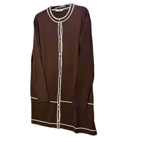 Kadın Çizgi Detay Düğmeli Hırka - Resim 5