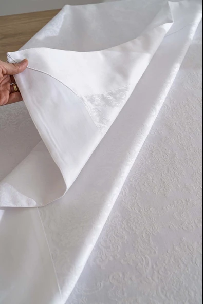 Damascus Beyaz Masa Örtüsü 160x220 cm - Resim 6