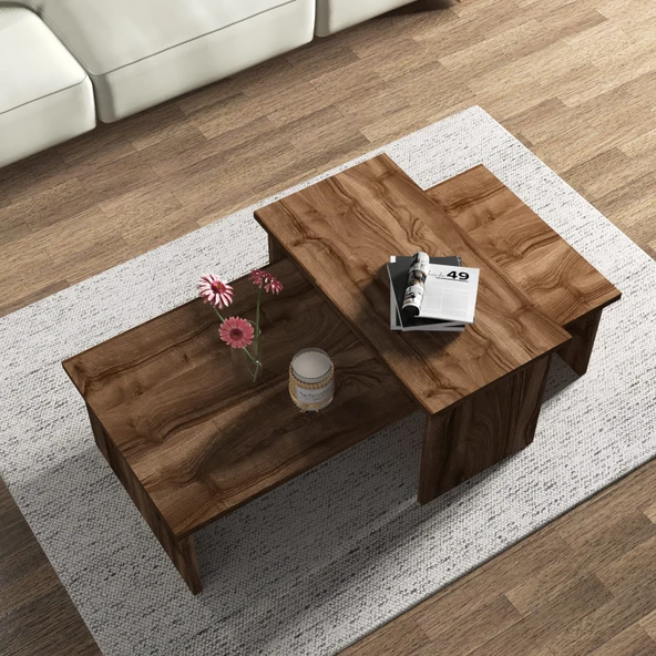 Vera 2'li Orta Sehpa , Servis Sehpası Sandık (Ceviz) - Resim 2