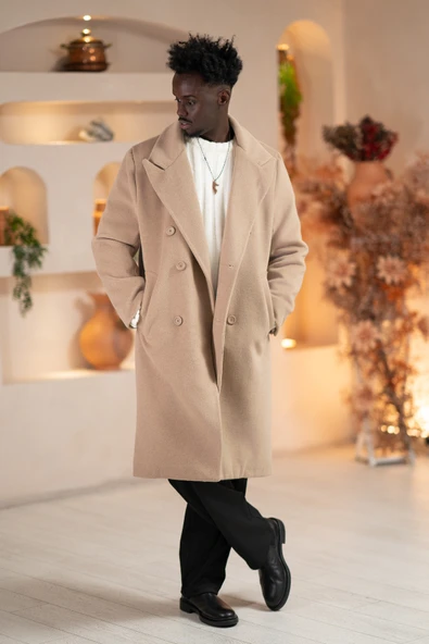 İtalyan Geniş Yaka Oversize (Bol Kesim) Salaş Uzun Kaban - 8