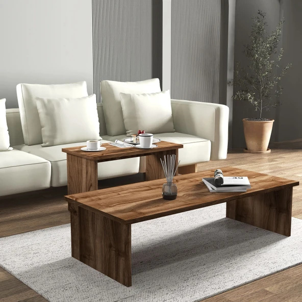 Vera 2'li Orta Sehpa , Servis Sehpası Sandık (Ceviz) - Resim 5