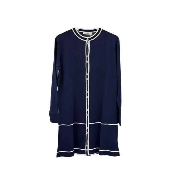 Kadın Çizgi Detay Düğmeli Hırka - Resim 4