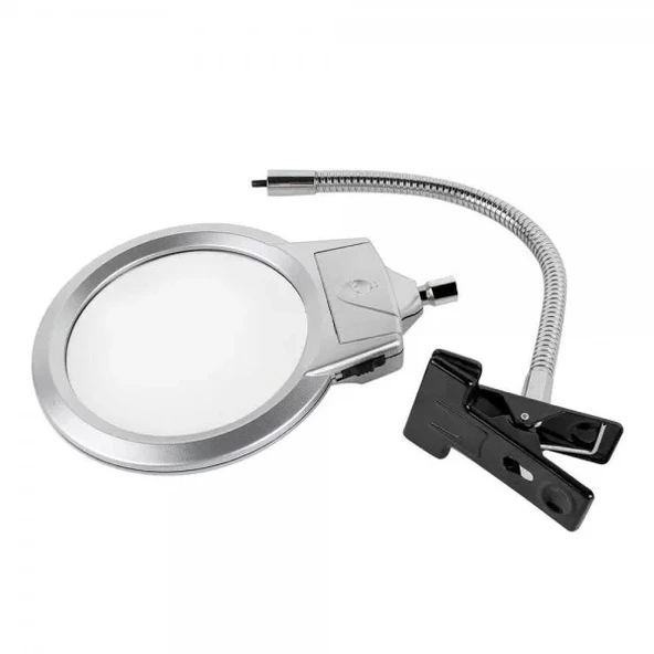 2.5x130 Mm 5x24 Mm Led Aydınlatmalı Büyüteç,masa Üstü Metal Hortum Mandallımg15124c - 6