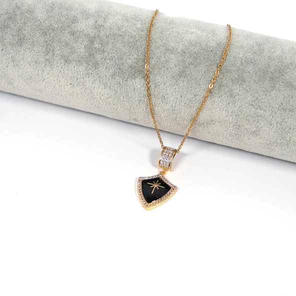 Çelik Kolye, Kuzey Yıldızı Kolye, Altın Kaplama Kadın KolyeK-125 - Resim 2