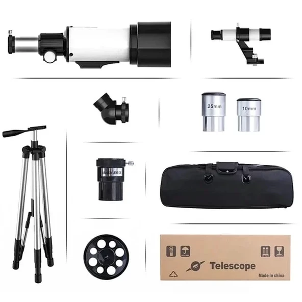 400x70mm Açıklıklı Refrakter Teleskoplar (15x150x), Telefon Adaptörlü Reflex - Resim 4