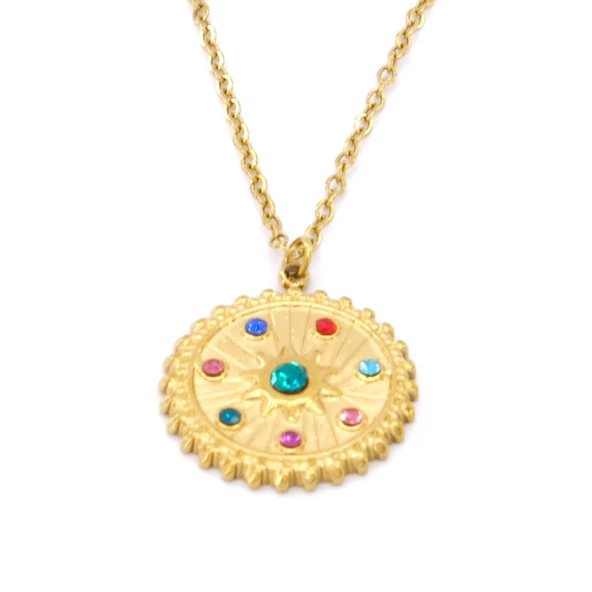 Çelik Kolye, Altın Kaplama Zodyak Burçlar Çemberi Kadın Kolye K-123 ürün görseli