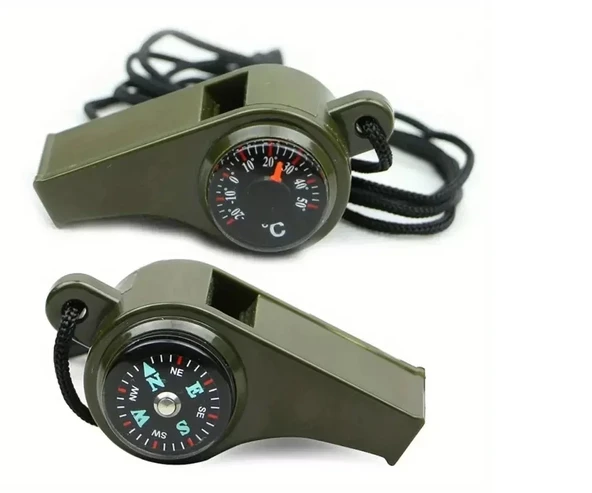 Pusulalı Termometreli Acil Durum Düdüğü ( 3 İn 1) - Resim 3