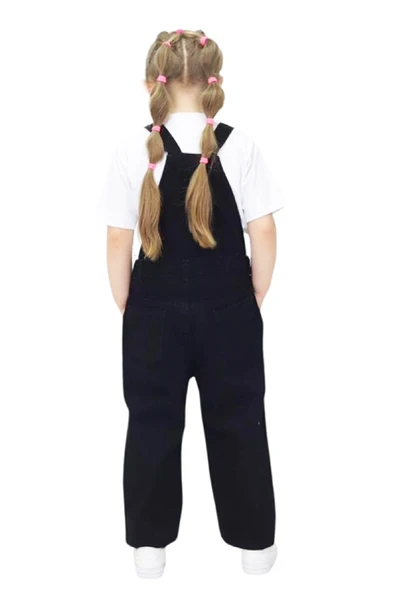 Kız Çocuk Taş Süslemeli Jean Salopet Elbise 8-13 Yaş 12388 - 3