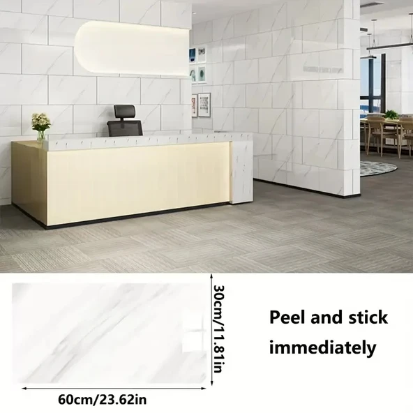 Beyaz Mermer Desenli Alüminyum Plastik Duvar Sticker - Resim 7