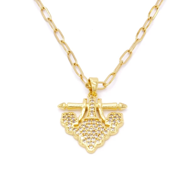 Paslanmaz Çelik Kadın Kolye, Altın Kaplama Işıltılı Kolye K-128 ürün görseli